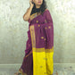 Candy : Beautiful handloom Maroon Cotton saree with Yellow Pallu