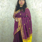 Candy : Beautiful handloom Maroon Cotton saree with Yellow Pallu