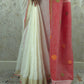 Candy : Beautiful handloom White Cotton saree with Red Pallu