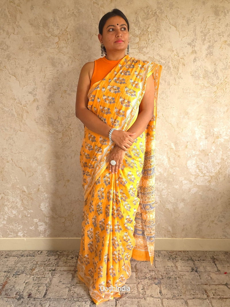ChiefChic : Bagru Handblocked Pure Cotton Saree