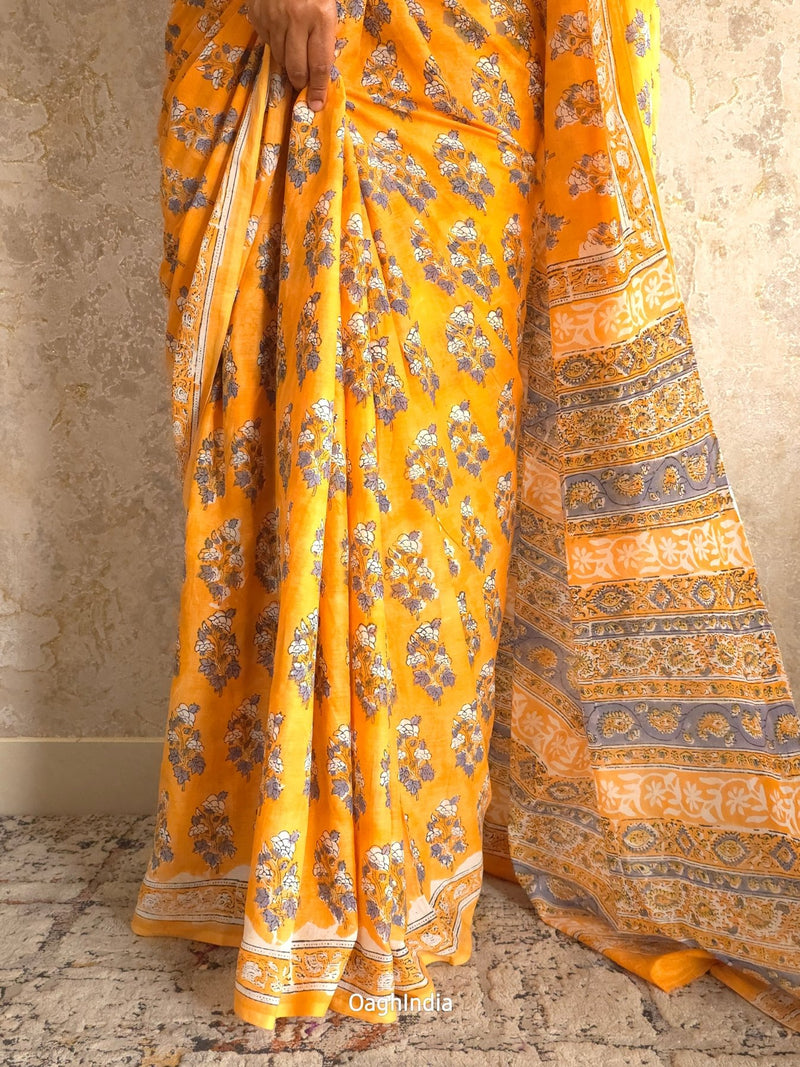ChiefChic : Bagru Handblocked Pure Cotton Saree