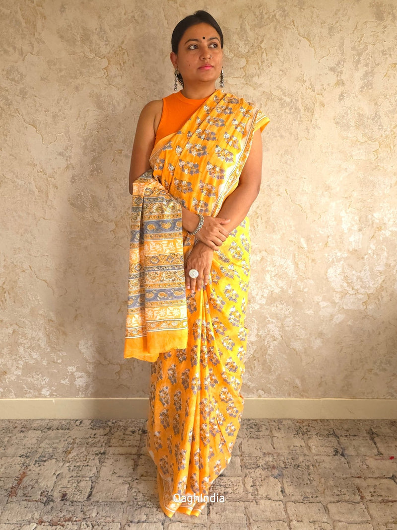 ChiefChic : Bagru Handblocked Pure Cotton Saree