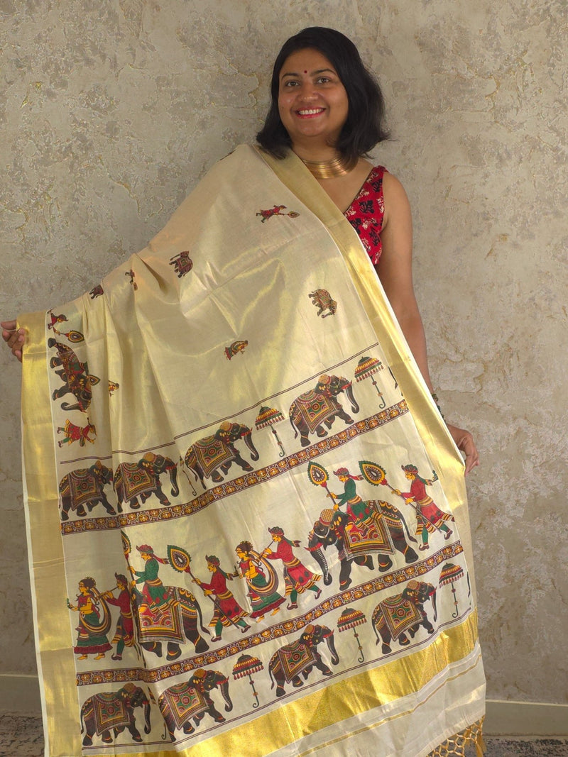 Dwarpala : Traditional Onam Saree From Kerala
