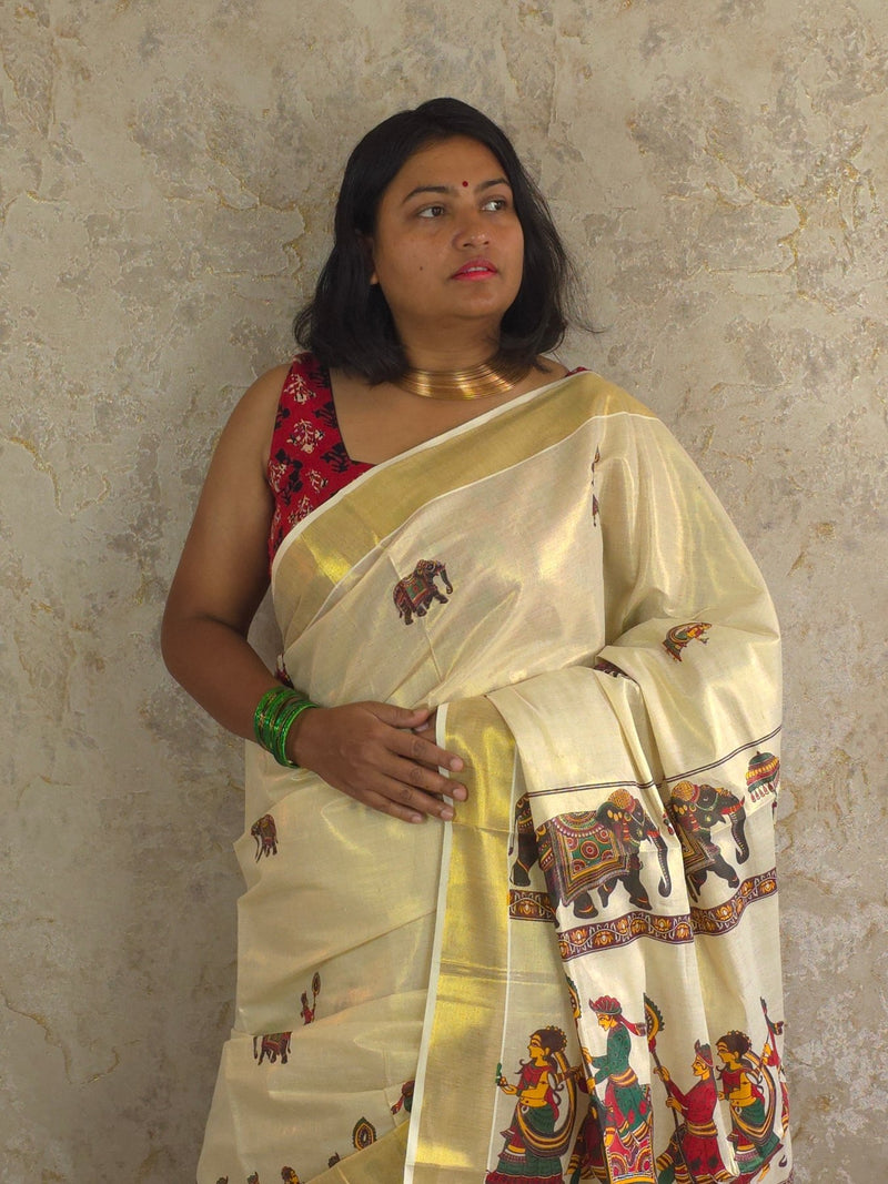 Dwarpala : Traditional Onam Saree From Kerala