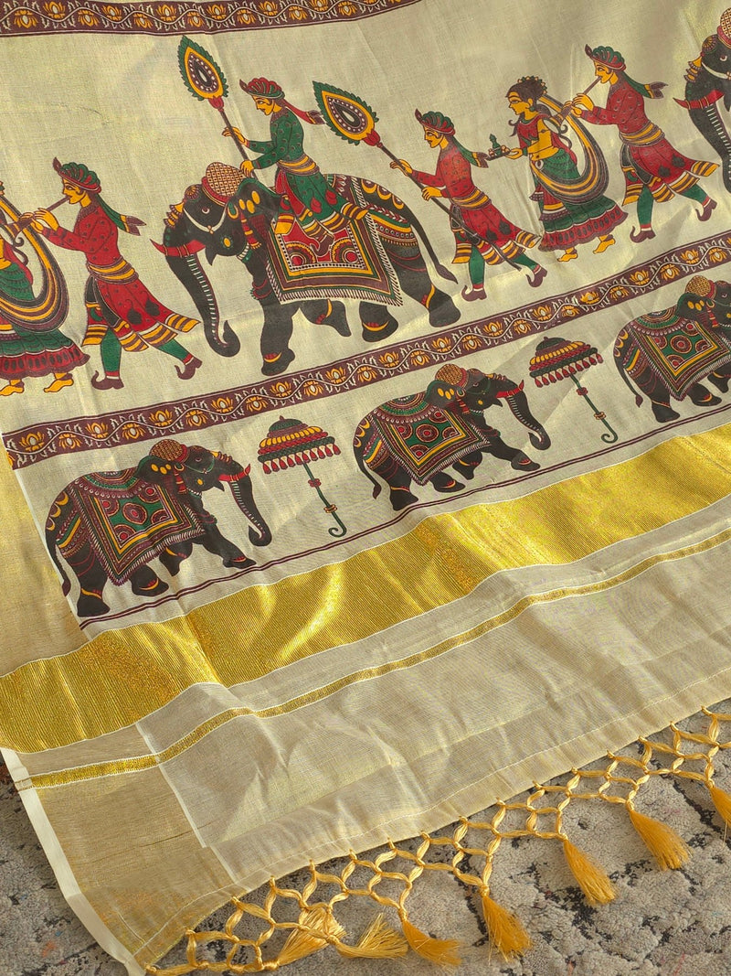 Dwarpala : Traditional Onam Saree From Kerala