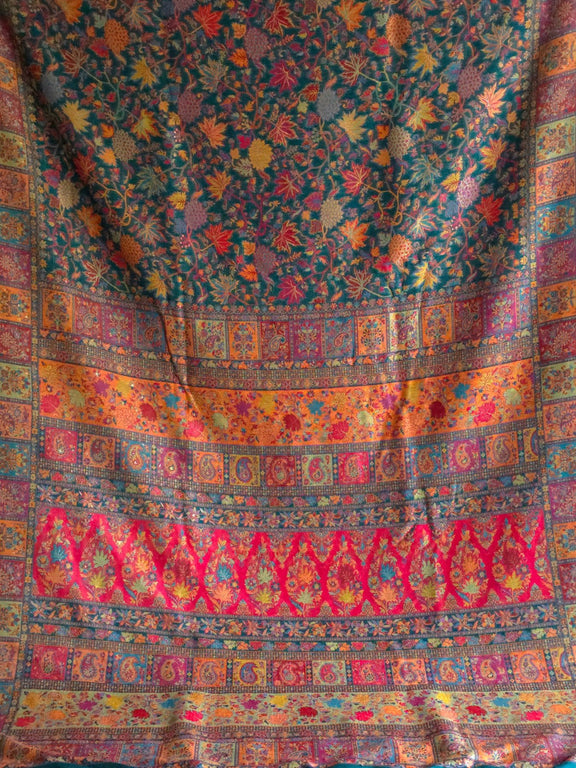 Eshal - Green (New) : Authentic Kashmiri Saree - Oagh India