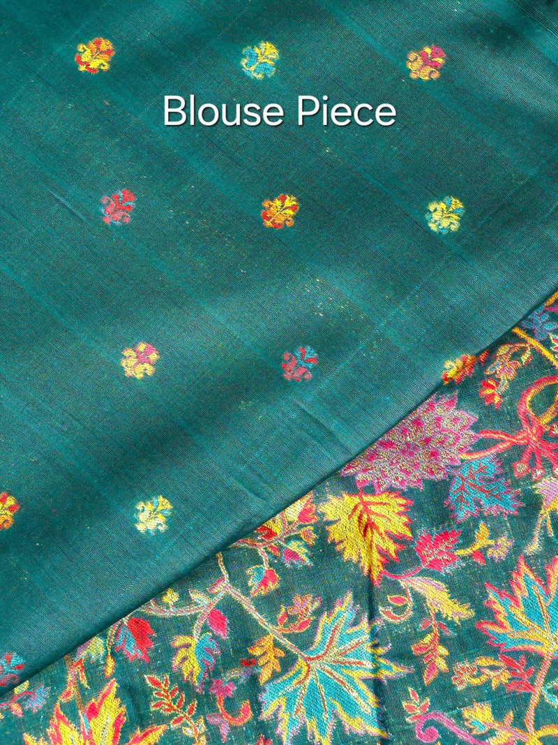 Eshal - Green (New) : Authentic Kashmiri Saree - Oagh India