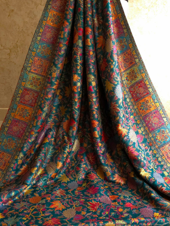 Eshal - Green (New) : Authentic Kashmiri Saree - Oagh India