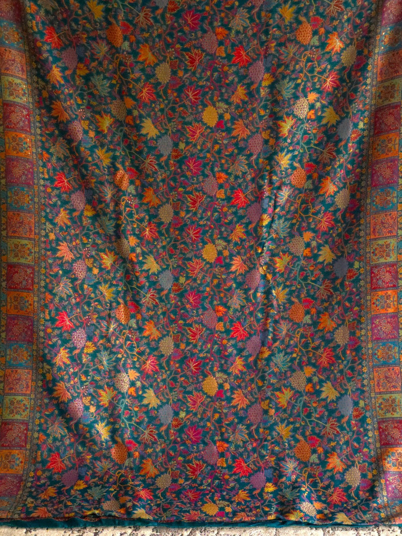 Eshal - Green (New) : Authentic Kashmiri Saree - Oagh India