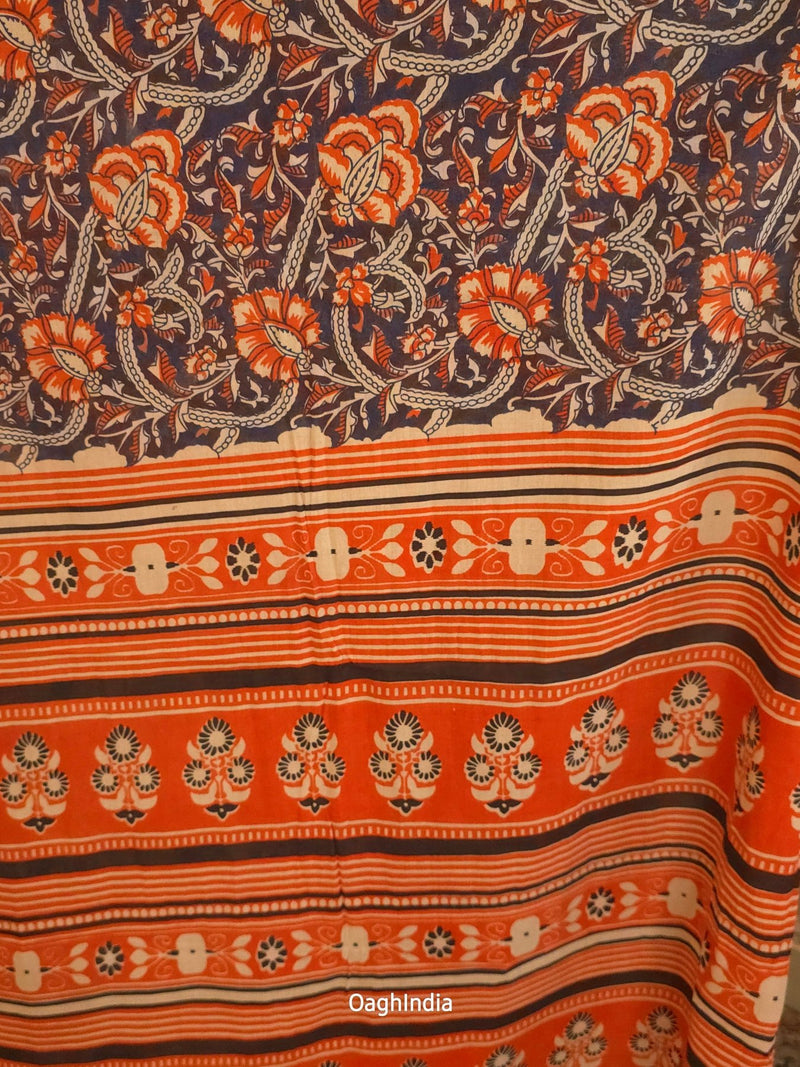 FierceFemme : Bagru Handblocked Pure Cotton Saree