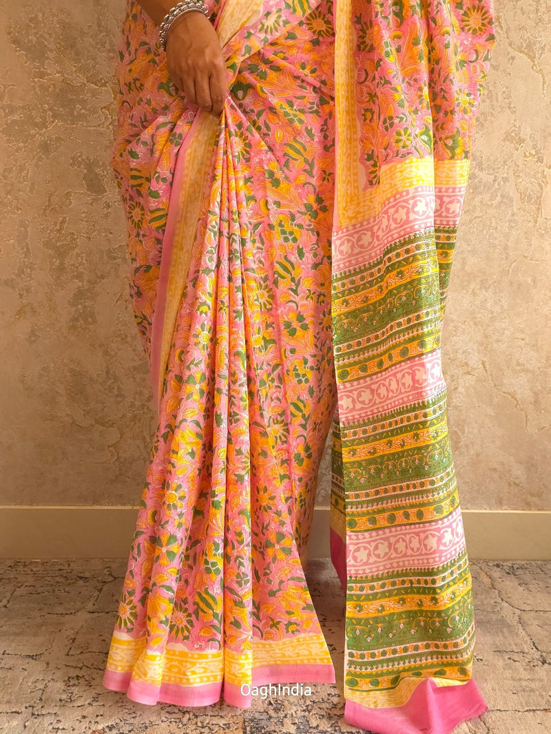 Forte : Bagru Handblocked Pure Cotton Saree