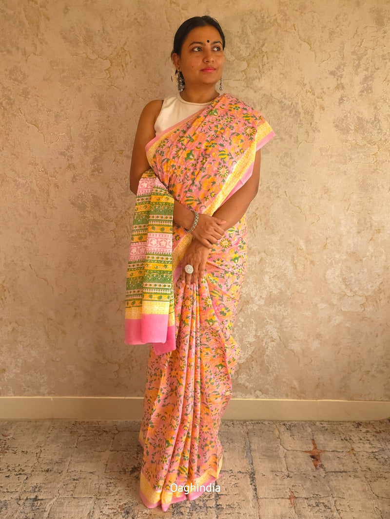 Forte : Bagru Handblocked Pure Cotton Saree