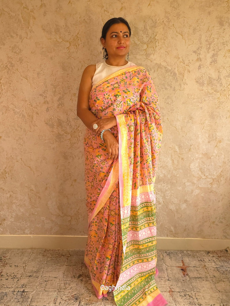 Forte : Bagru Handblocked Pure Cotton Saree