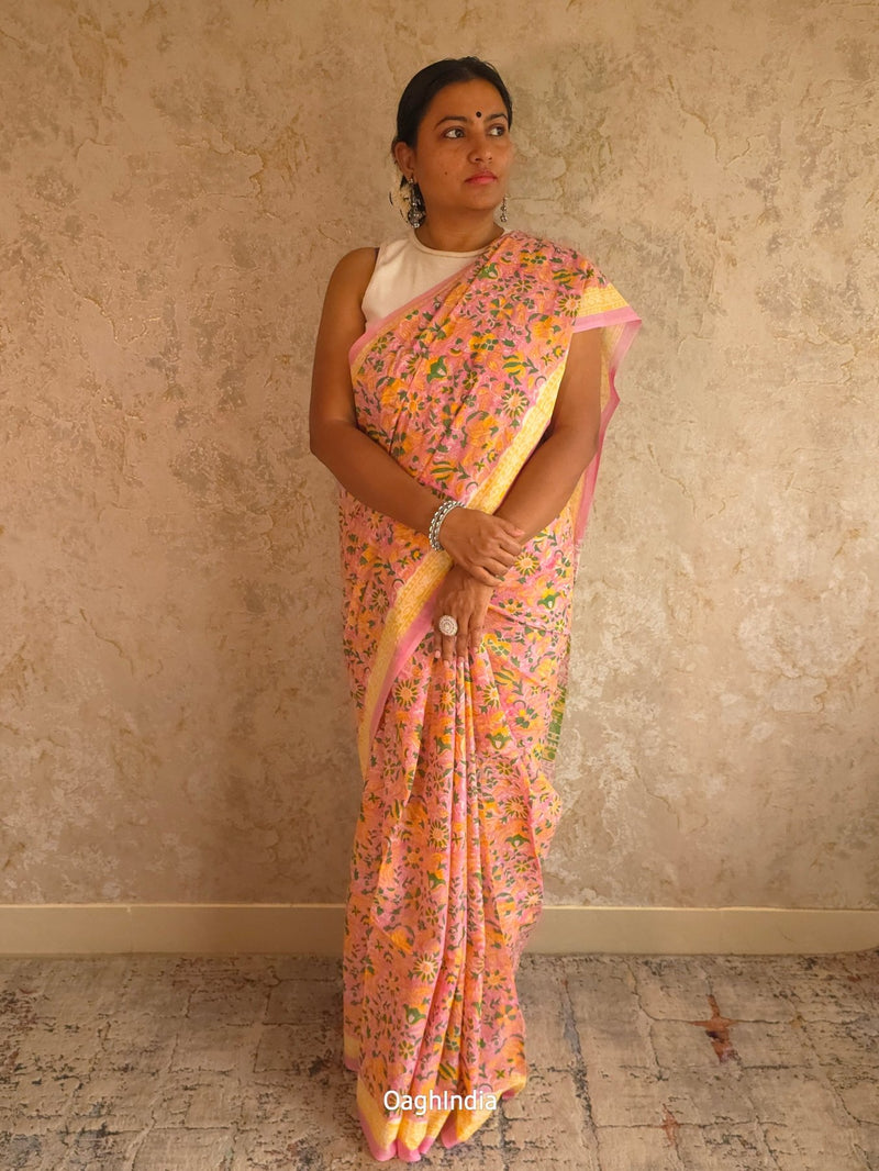 Forte : Bagru Handblocked Pure Cotton Saree