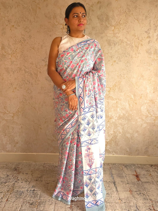 Grace : Bagru Handblocked Pure Cotton Saree