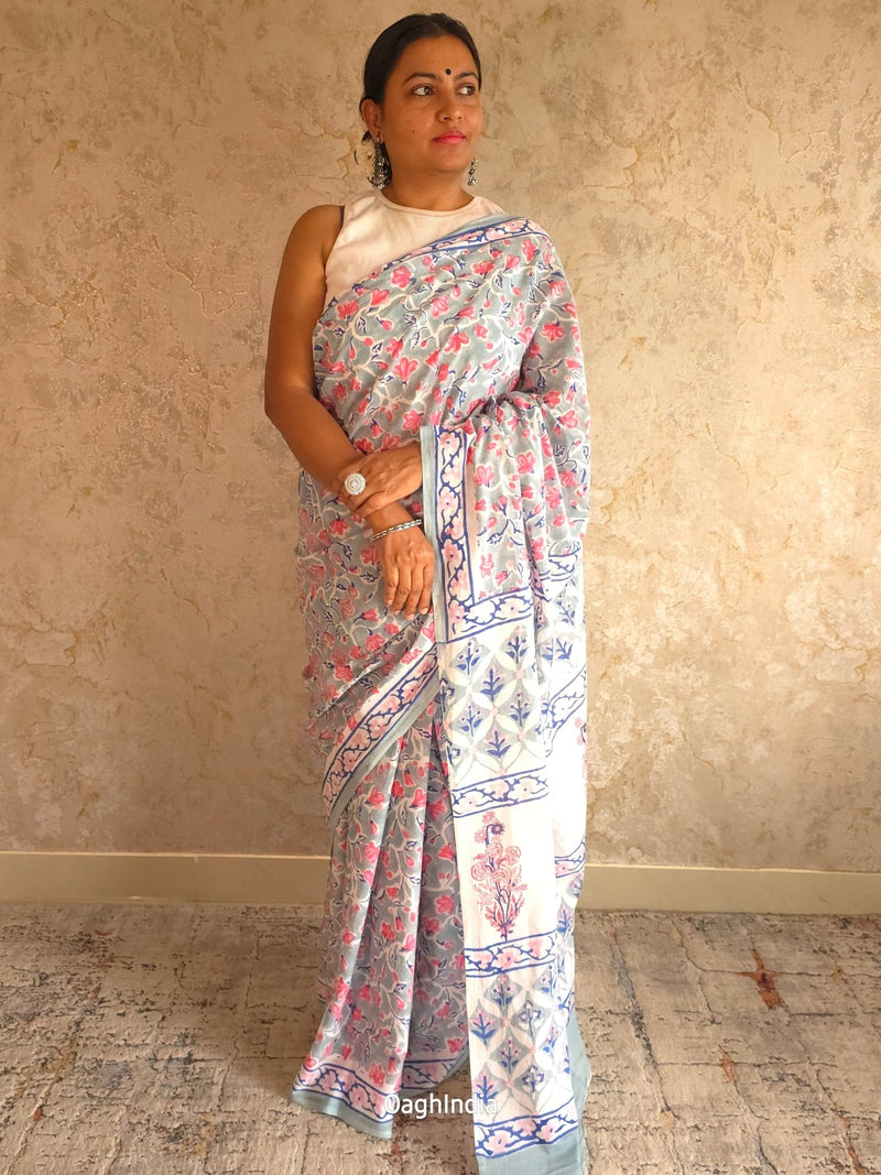 Grace : Bagru Handblocked Pure Cotton Saree