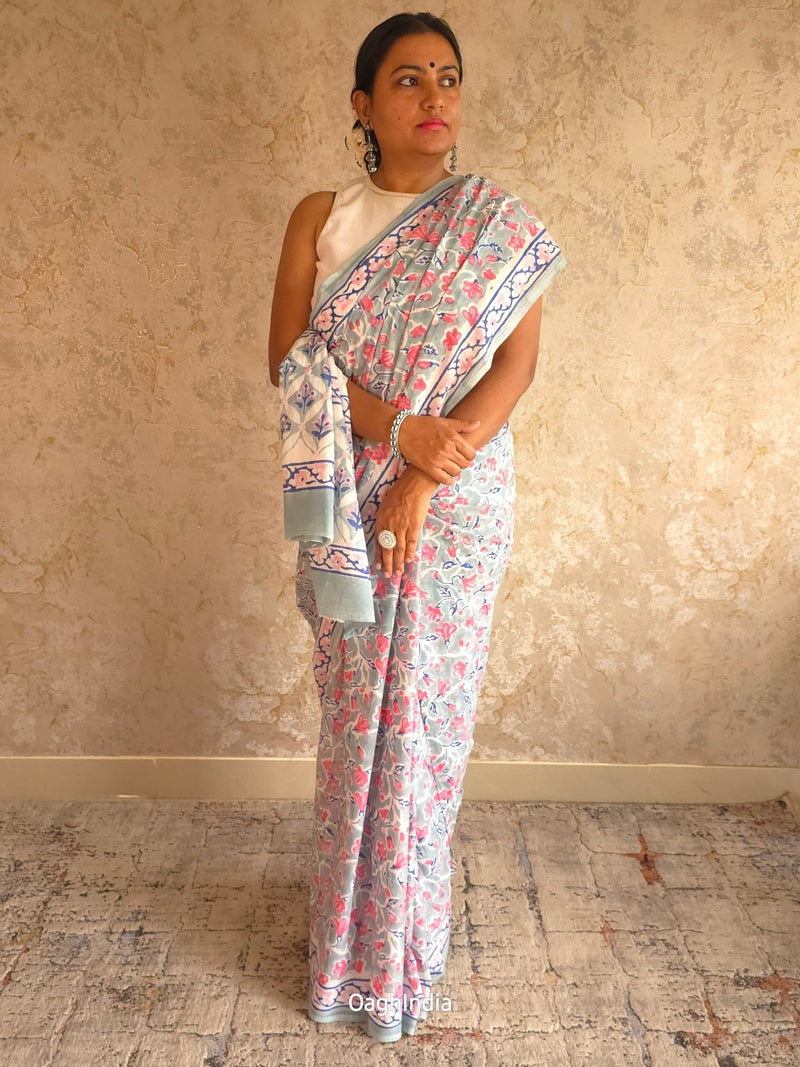 Grace : Bagru Handblocked Pure Cotton Saree