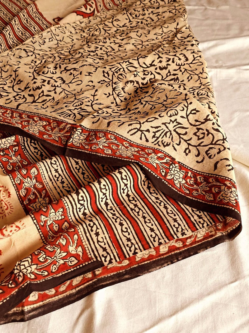 Gul-e-bahar : Bagru Handblocked Pure Cotton Saree