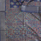 IRA : Ajrakh Handblock print Semi Crepe Saree(Nepthol Blue)