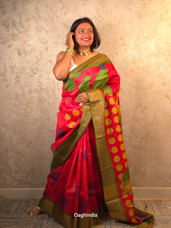 Iravati : Pure Silk Abstract Art Saree (Silk Mark) - Oagh India