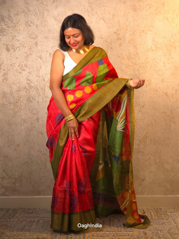 Iravati : Pure Silk Abstract Art Saree (Silk Mark) - Oagh India