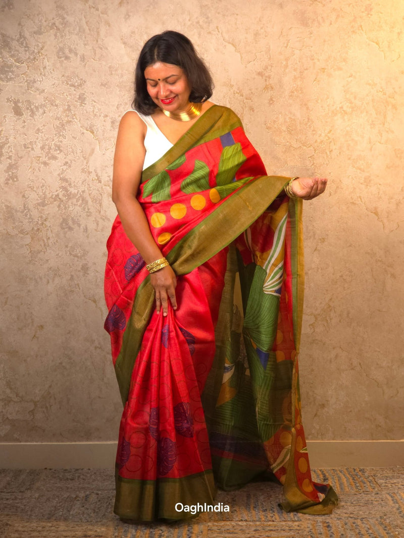 Iravati : Pure Silk Abstract Art Saree (Silk Mark) - Oagh India