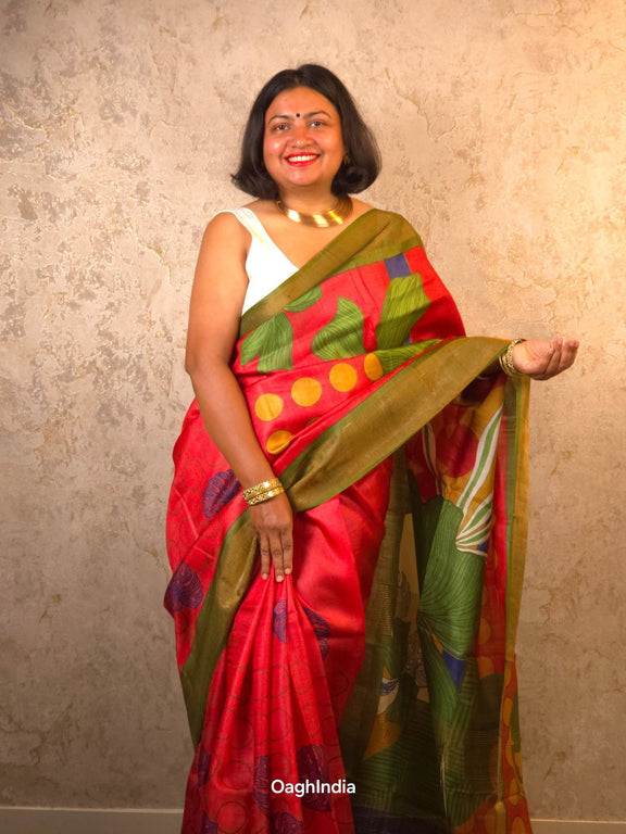 Iravati : Pure Silk Abstract Art Saree (Silk Mark) - Oagh India