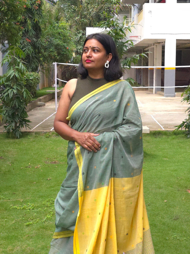 Kanmani – Pure Cotton Sage Green Saree