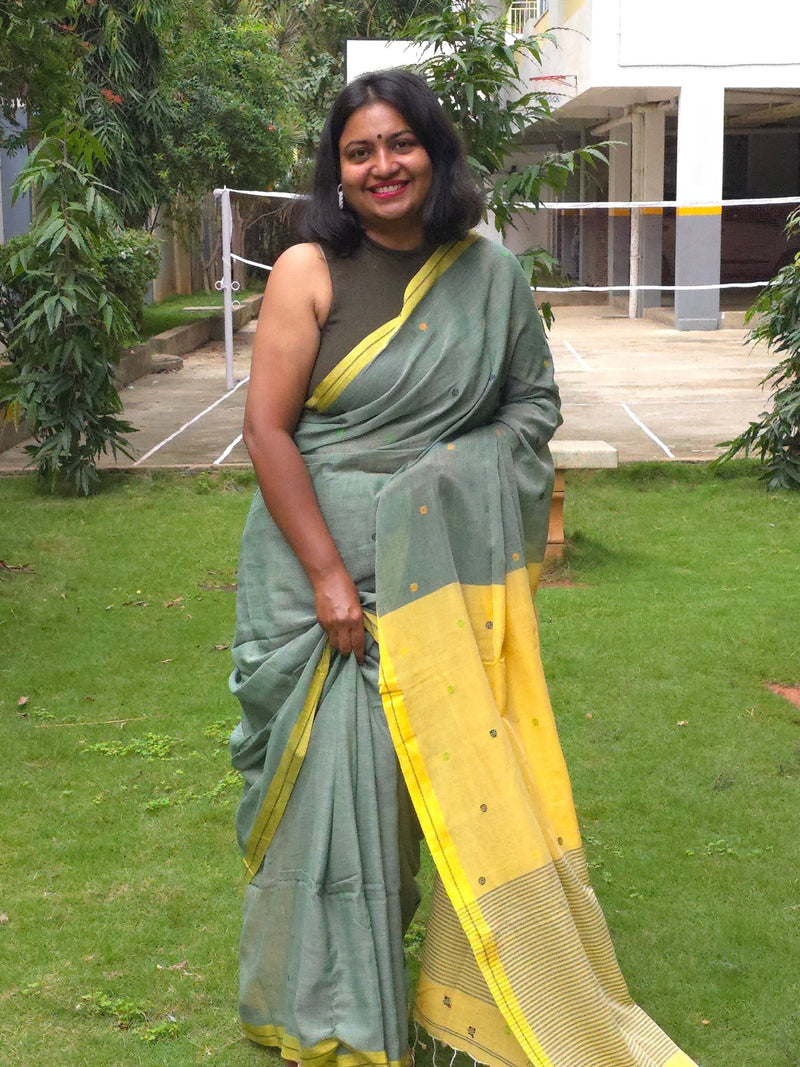 Kanmani – Pure Cotton Sage Green Saree