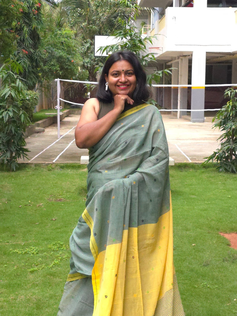 Kanmani – Pure Cotton Sage Green Saree