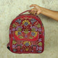 Kashmiri Backpack – Maroon | Velvet Floral Embroidered Backpack for Women - Oagh India