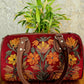 Kashmiri Duffel Bag – Maroon | Velvet Floral Duffel Bag for Women