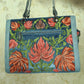 Kashmiri Tote Bag – Dusty Blue | Velvet Floral Embroidered Tote for Women - Oagh India