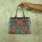 Kashmiri Tote Bag – Dusty Blue | Velvet Floral Embroidered Tote for Women - Oagh India
