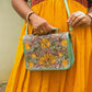 Kashmiri Tote Bag – Sage Green | Embroidered Velvet Floral Tote for Women - Oagh India