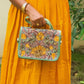 Kashmiri Tote Bag – Sage Green | Embroidered Velvet Floral Tote for Women - Oagh India
