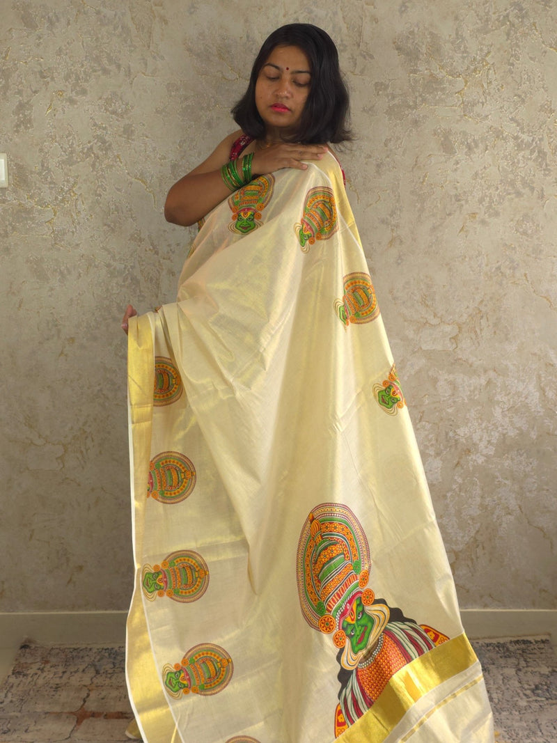 Kathakali : Traditional Onam Saree From Kerala