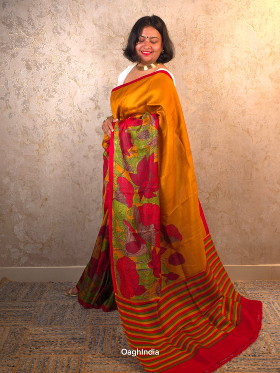 Kaveri : Pure Silk Abstract Art Saree (Silk Mark) - Oagh India