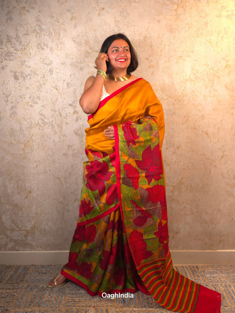 Kaveri : Pure Silk Abstract Art Saree (Silk Mark) - Oagh India