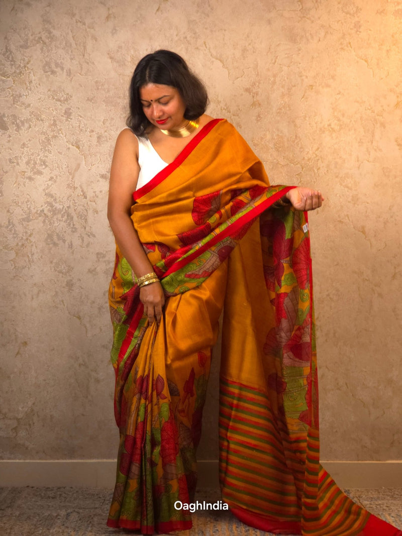 Kaveri : Pure Silk Abstract Art Saree (Silk Mark) - Oagh India