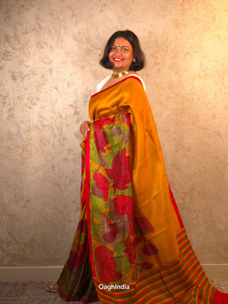Kaveri : Pure Silk Abstract Art Saree (Silk Mark) - Oagh India