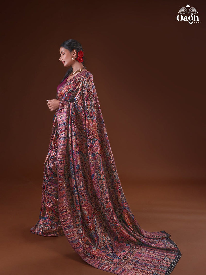 Kong Posh (New Moon) — Kashmiri Heritage Saree - Oagh India