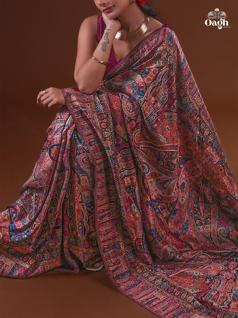 Kong Posh (New Moon) — Kashmiri Heritage Saree - Oagh India