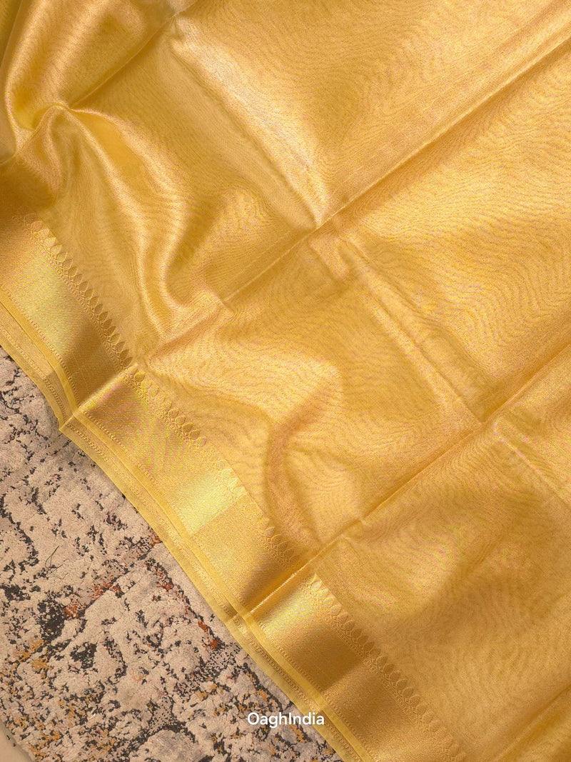 Kora Tissue Banarasi Blouse Piece Beige - Oagh India