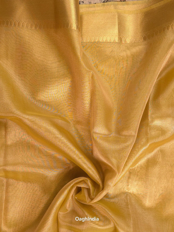 Kora Tissue Banarasi Blouse Piece Beige - Oagh India