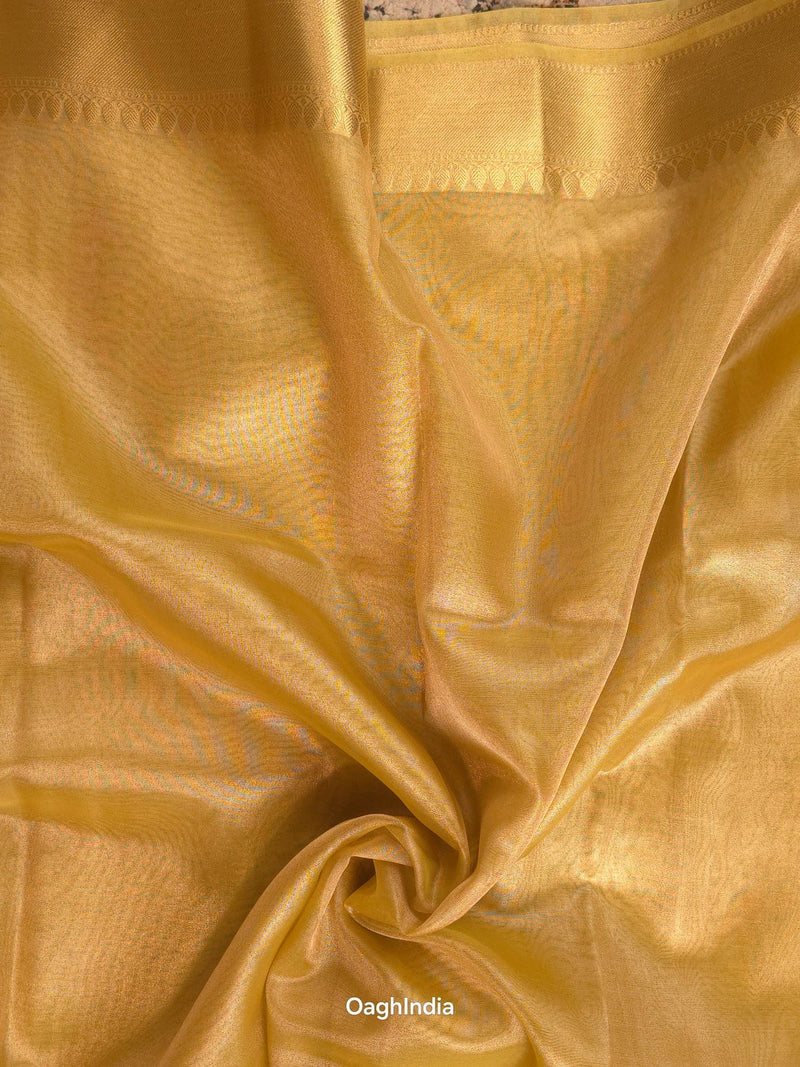 Kora Tissue Banarasi Blouse Piece Beige - Oagh India