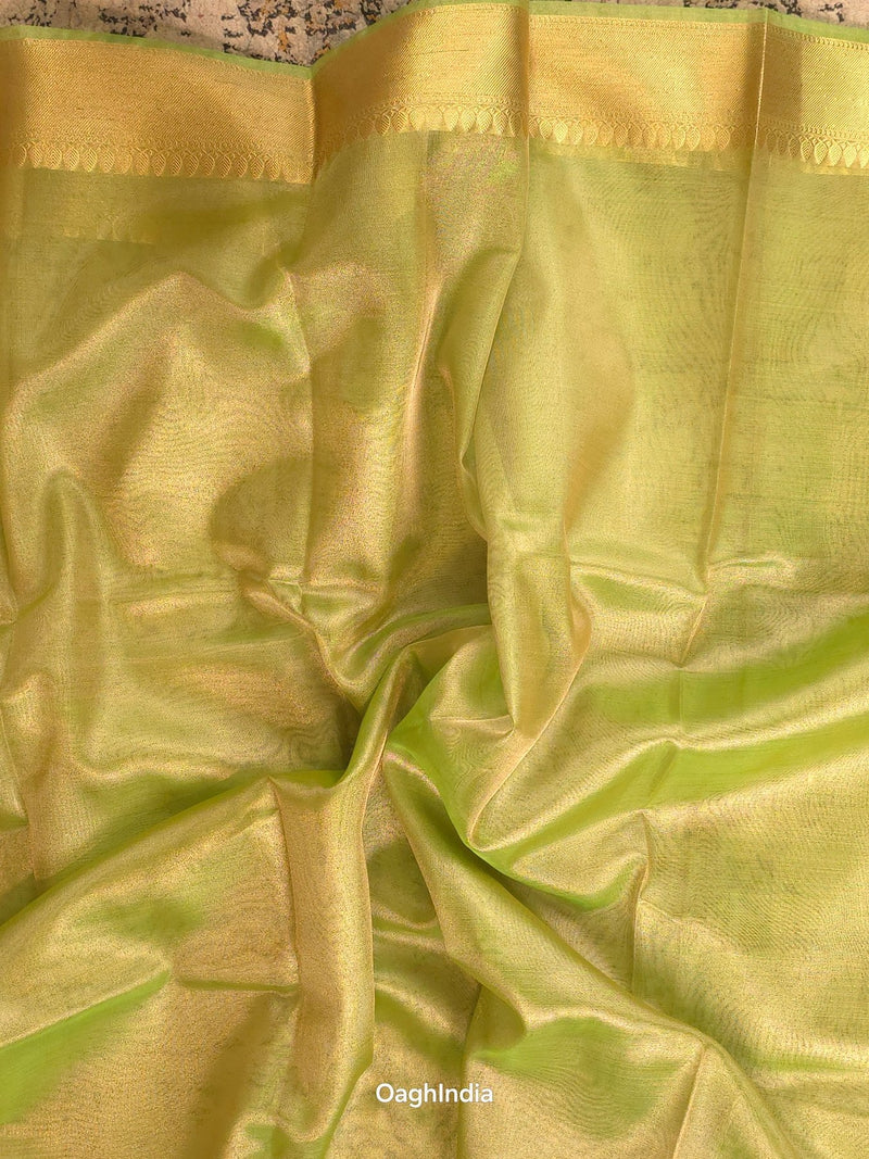 Kora Tissue Banarasi Blouse Piece Green - Oagh India