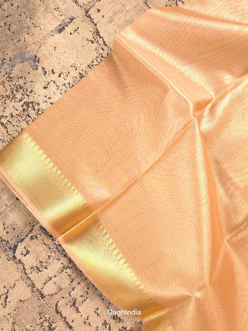 Kora Tissue Banarasi Blouse Piece Light Beige - Oagh India