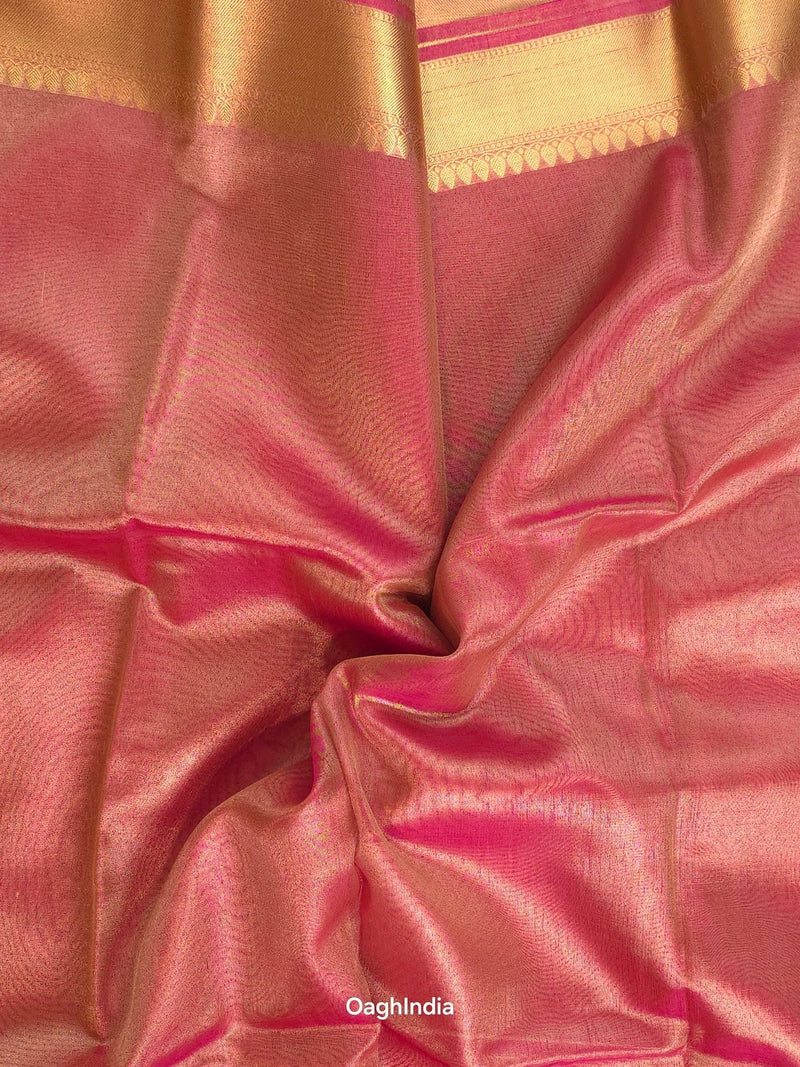 Kora Tissue Banarasi Blouse Piece Magenta - Oagh India