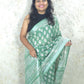 Lagoon Breeze  : Bagru Handblocked Linen Cotton Saree